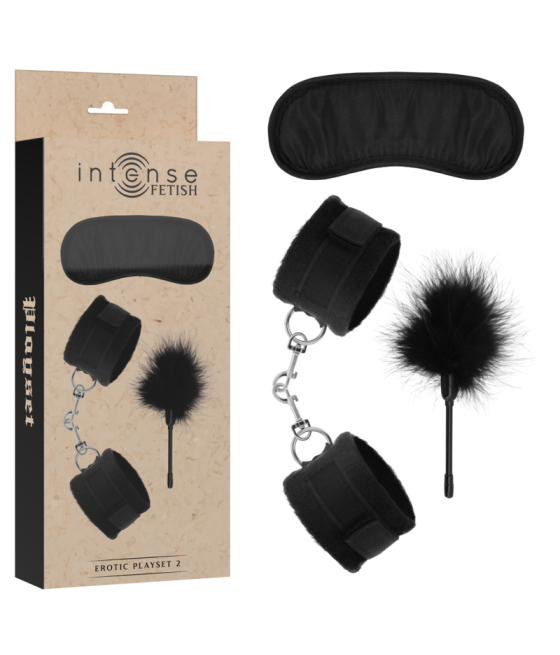 INTENSE - FETISH EROTIC PLAYSET 2 WITH HANDCUFFS, BLIND MASK AND TICKLER