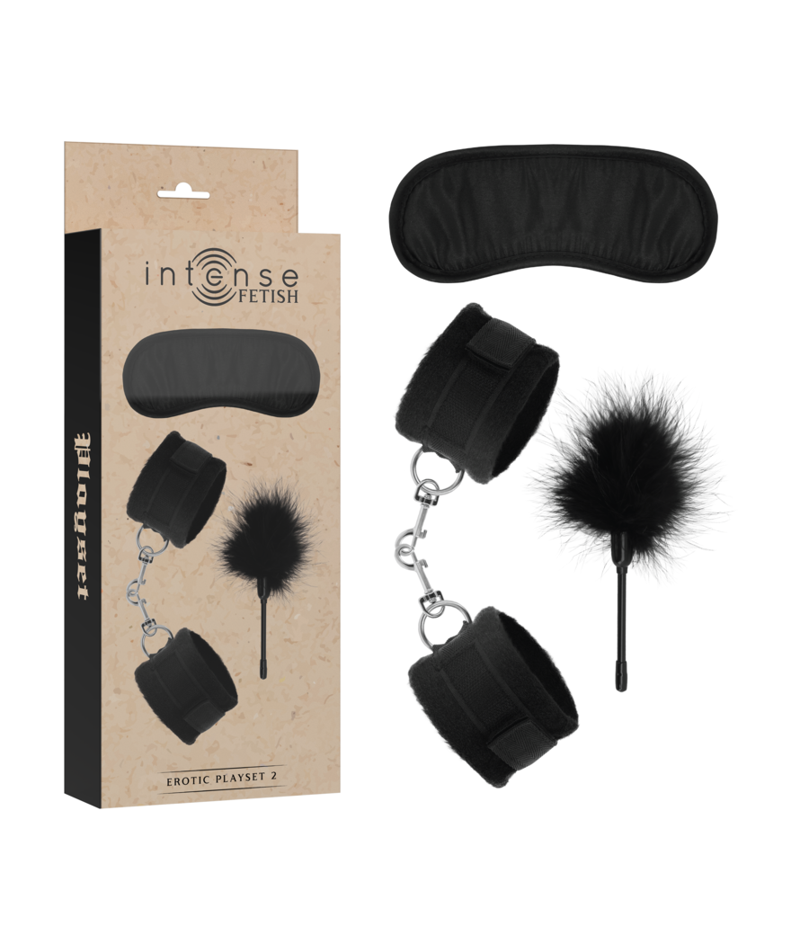 INTENSE - FETISH PLAYSET ÉROTIQUE 2 AVEC MENOTTES, MASQUE AVEUGLE ET TICKLER