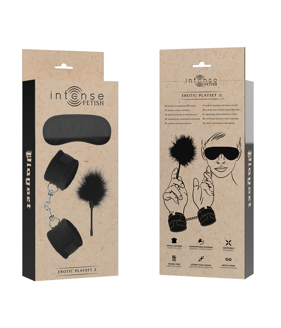 INTENSE - FETISH PLAYSET EROTICO 2 CON MANETTE, MASCHERA CIECA E TICKLER