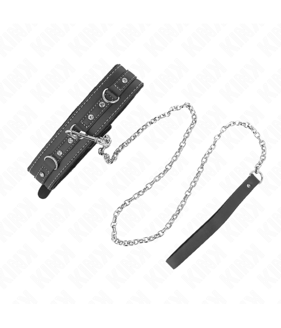 KINK - COLAR DE COURO PVC COM CINTO 105 CM REBITE DE strass 41,5 X 4 CM