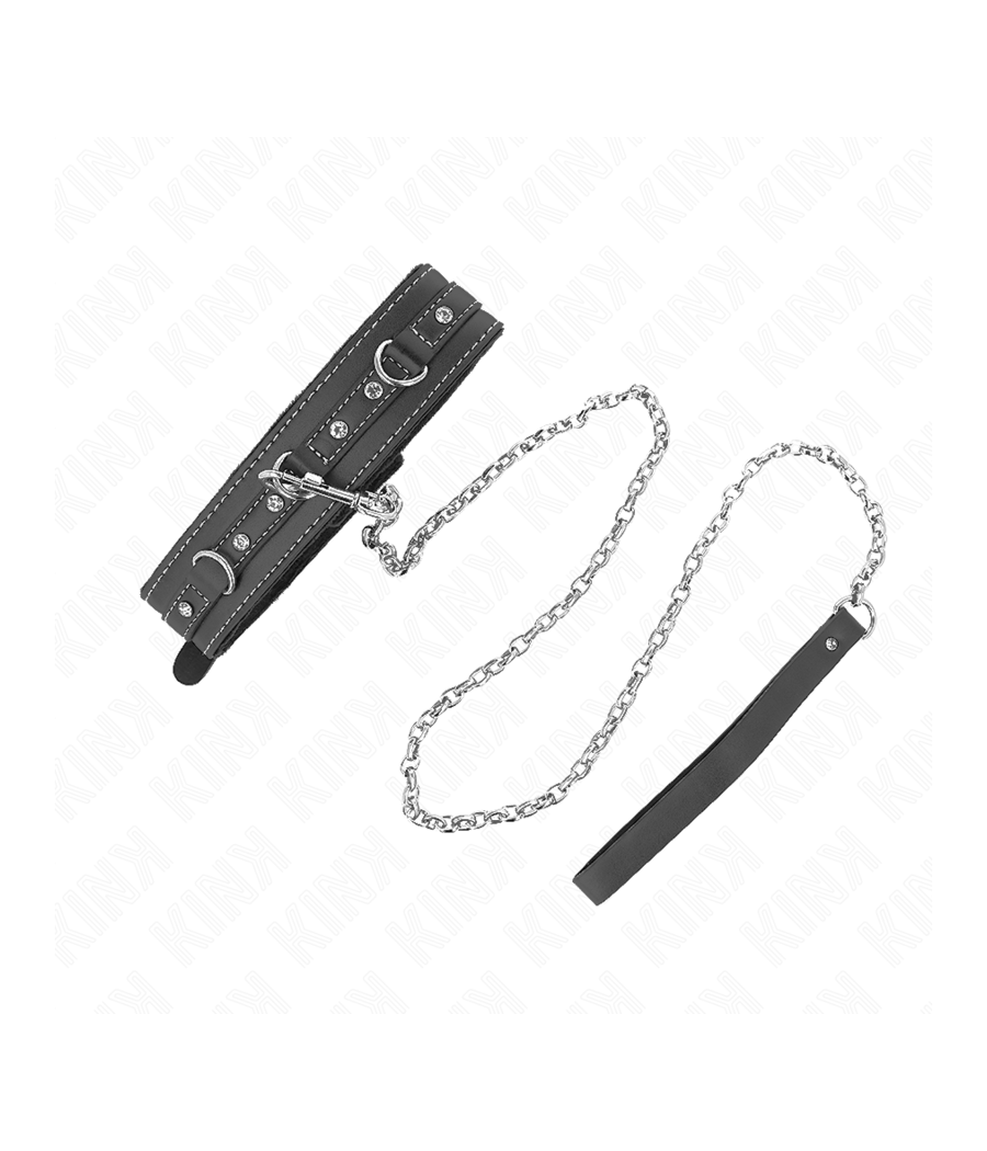 KINK - PVC LEATHER NECKLACE WITH BELT 105 CM RHINESTONE RIVET 41.5 X 4 CM