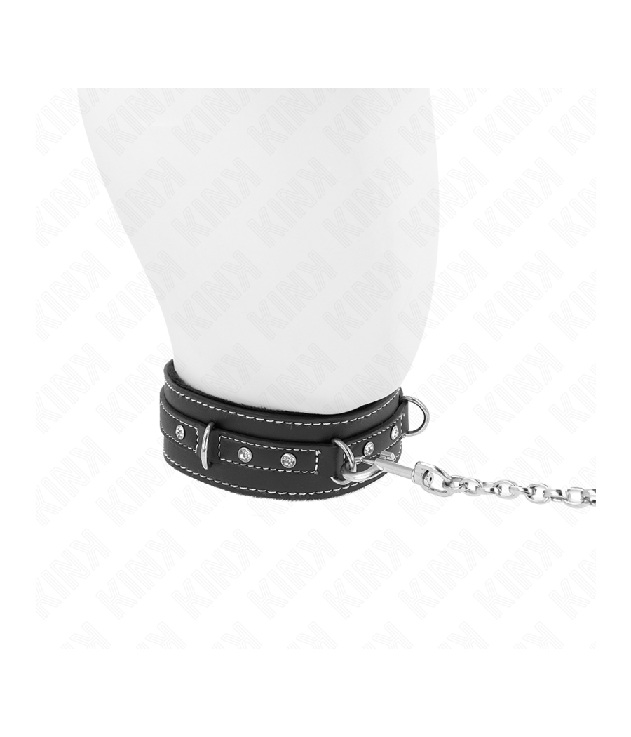 KINK - COLLIER EN CUIR PVC AVEC CEINTURE 105 CM RIVET STRASS 41,5 X 4 CM