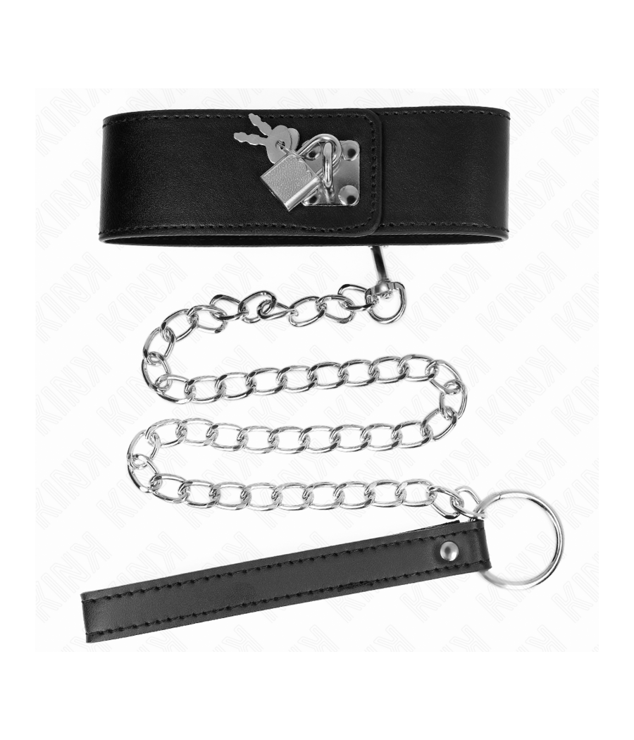 KINK - COLLANA CON CINTURA 65 CM CON CINTURINO LARGO NERO REGOLABILE 33,5-41 CM X 5 CM