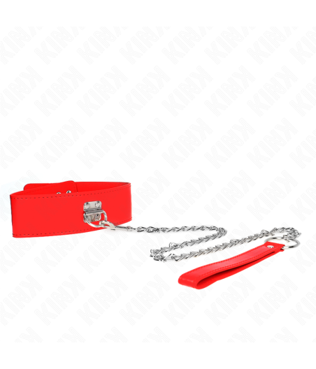 KINK - HALSKETTE MIT GÜRTEL 65 CM MIT BREITEM ROTEN BAND VERSTELLBAR 33,5-41 CM X 5 CM