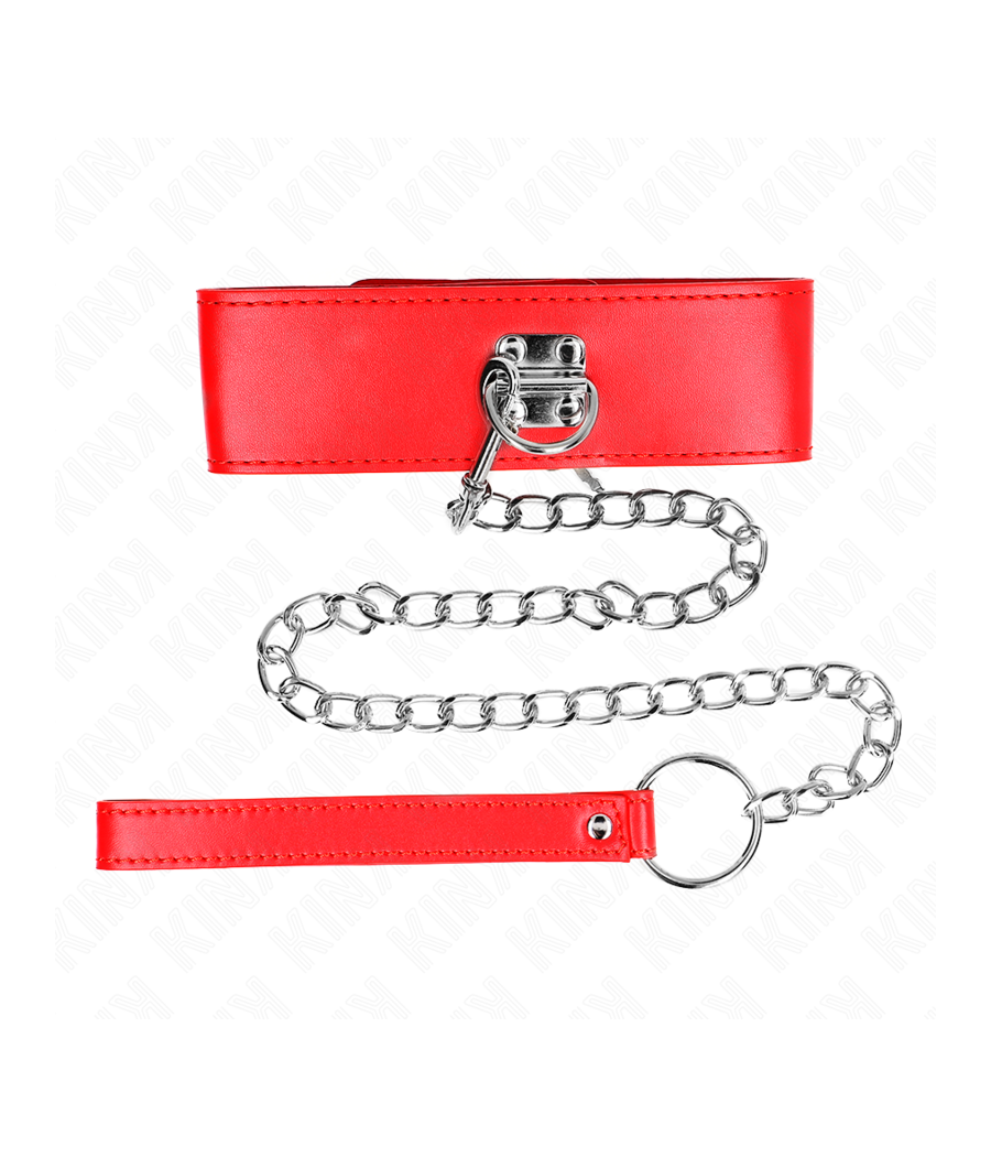 KINK - NECKLACE WITH BELT 65 CM WITH WIDE RED STRAP ADJUSTABLE 33.5-41 CM X 5 CM