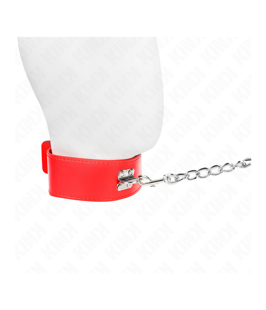 KINK - HALSKETTE MIT GÜRTEL 65 CM MIT BREITEM ROTEN BAND VERSTELLBAR 33,5-41 CM X 5 CM