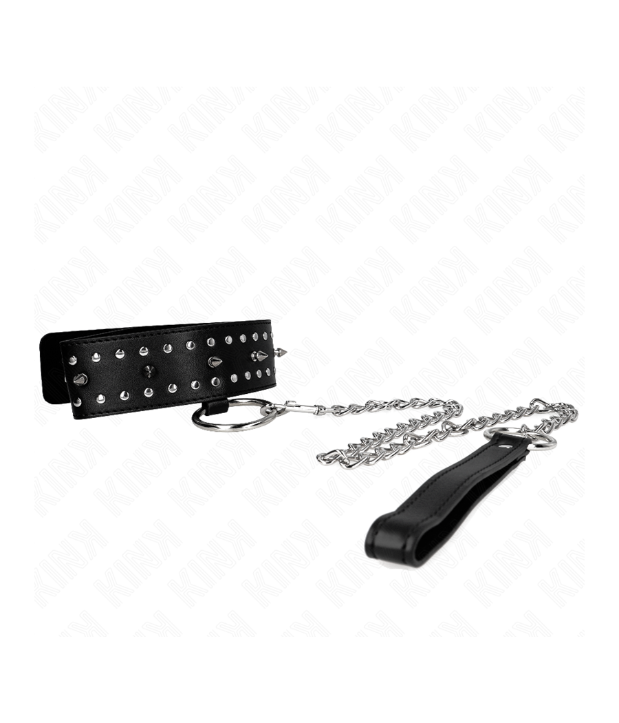 KINK - COLLANA CON GUINZAGLIO 65 CM CON BORCHIE IN ARGENTO MODELLO 1 REGOLABILE 36-43 CM X 5 CM