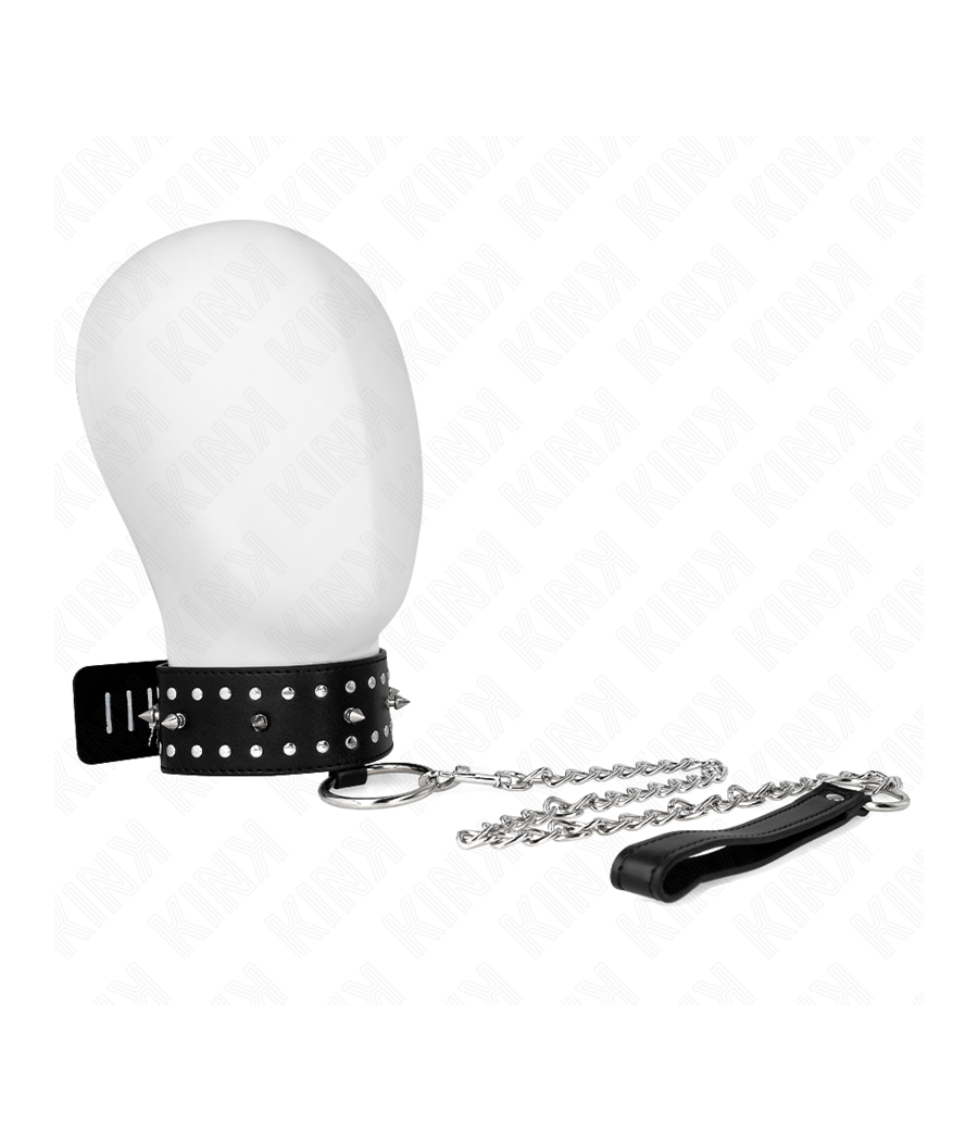 KINK - COLLIER AVEC LAISSE 65 CM AVEC CLOUS ARGENTÉS MODÈLE 1 AJUSTABLE 36-43 CM X 5 CM