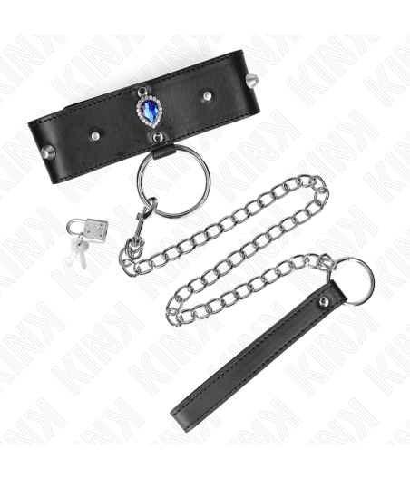 KINK - COLAR 65 CM COM ALÇA COM DIAMANTES AZUIS AJUSTÁVEL 36-43 CM X 5 CM