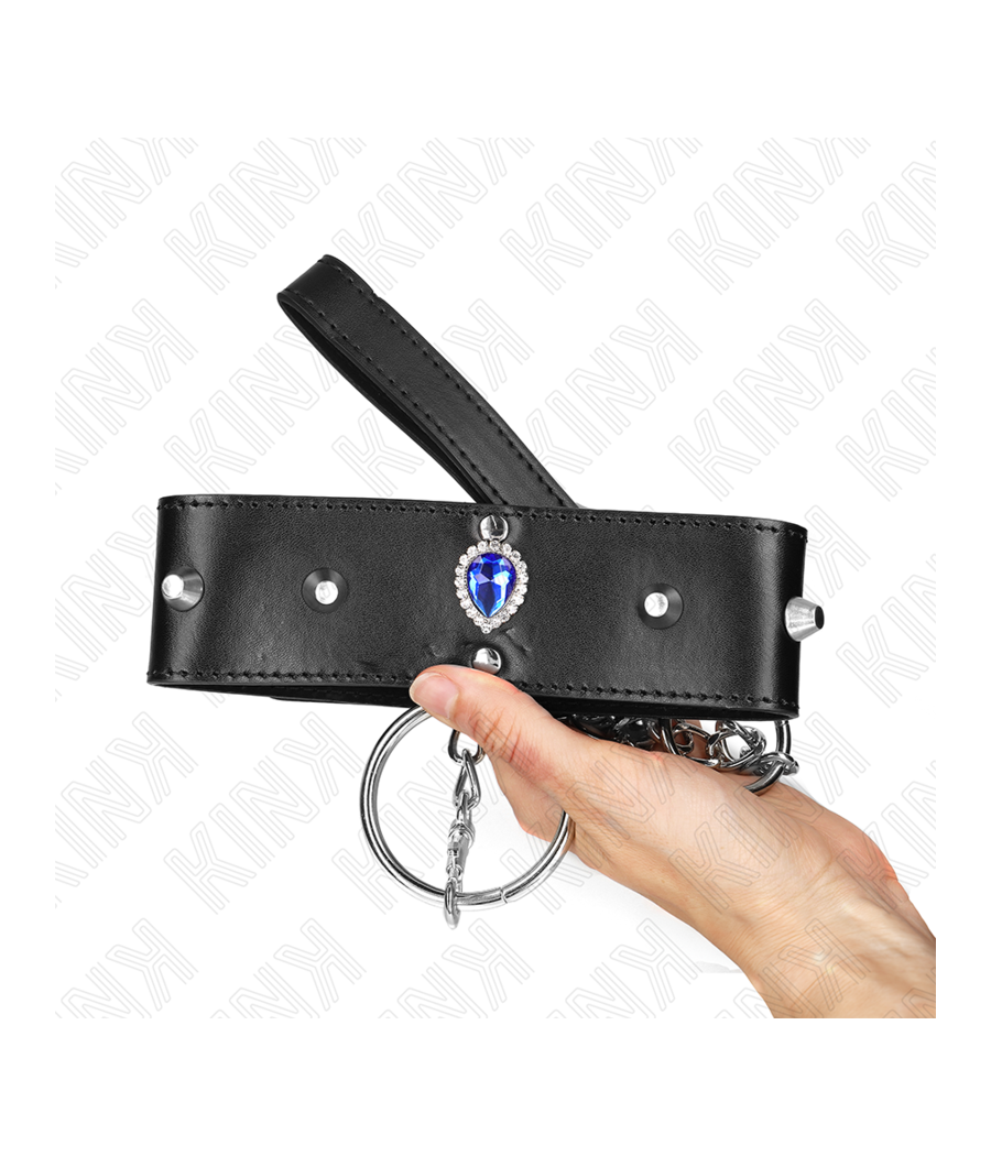 KINK - COLLAR CON CORREA 65 CM CON DIAMANTES AZULES AJUSTABLE 36-43 CM X 5 CM