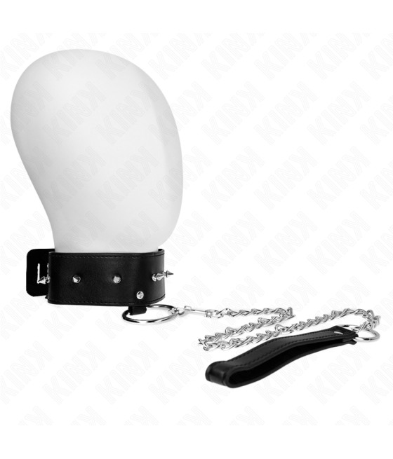 KINK - NECKLACE 65 CM WITH LEASH WITH SILVER STUDS MODEL 2 ADJUSTABLE 36-43 CM X 5 CM