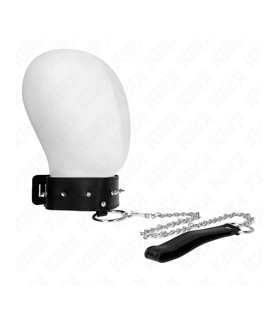 KINK - COLLANA 65 CM CON GUINZAGLIO CON BORCHIE ARGENTO MODELLO 2 REGOLABILE 36-43 CM X 5 CM