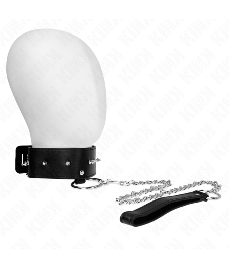 KINK - NECKLACE 65 CM WITH LEASH WITH SILVER STUDS MODEL 2 ADJUSTABLE 36-43 CM X 5 CM