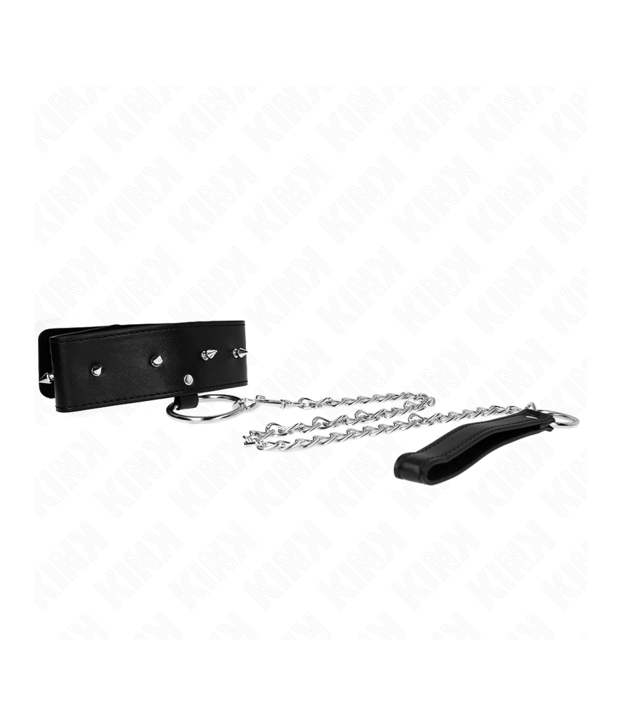 KINK - COLLAR CON CORREA 65 CM CON TACHUELAS PLATEADAS MODELO 2 AJUSTABLE 36-43 CM X 5 CM