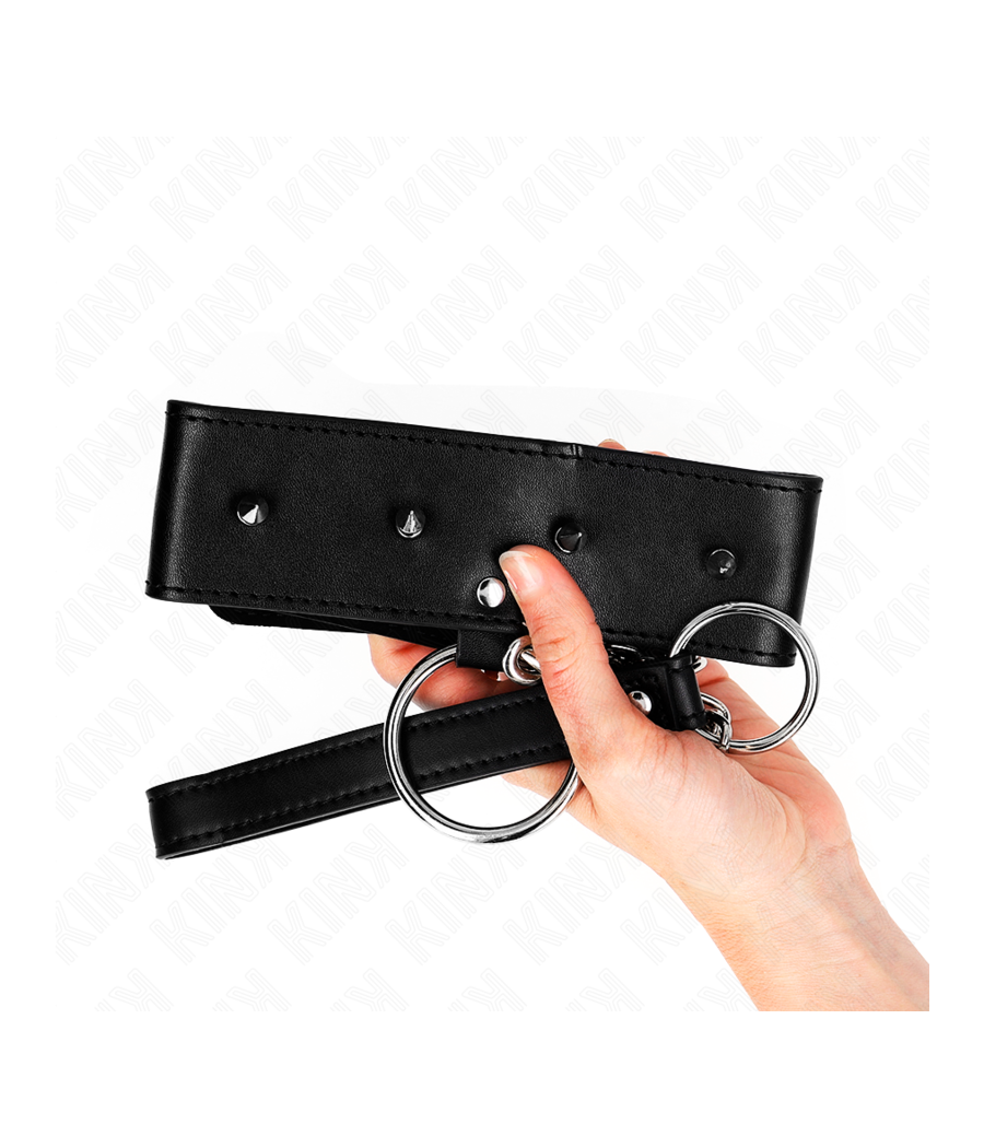 KINK - COLLIER 65 CM AVEC LAISSE AVEC CLOUS ARGENTÉS MODÈLE 2 RÉGLABLE 36-43 CM X 5 CM