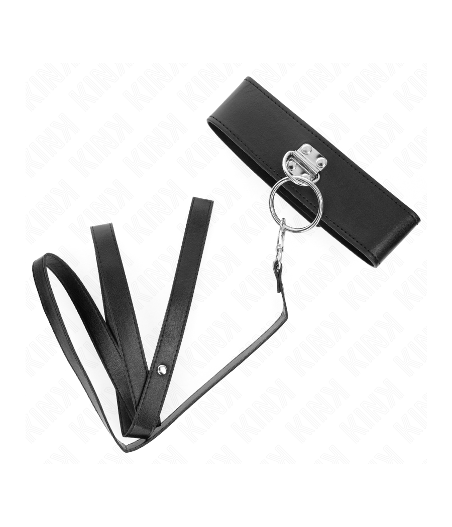 KINK - STUDDED LEASH 116 CM COLLAR WITH LEATHERETTE STRAP 50 X 5 CM