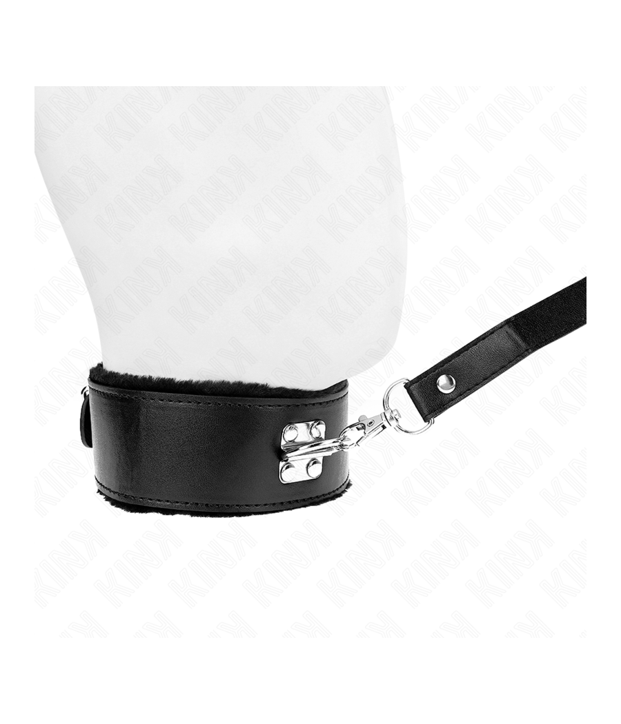 KINK - COLLIER AVEC LAISSE 116 CM AVEC CLOUS ARGENTÉS MODÈLE 4 NOIR AJUSTABLE 40-48 CM X 6 CM