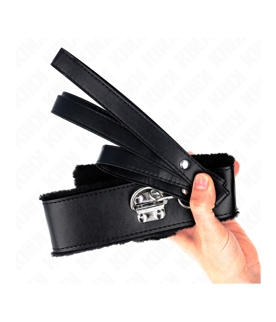 KINK - COLAR COM TRELA 116 CM COM PREGOS PRATA MODELO 4 PRETO AJUSTÁVEL 40-48 CM X 6 CM