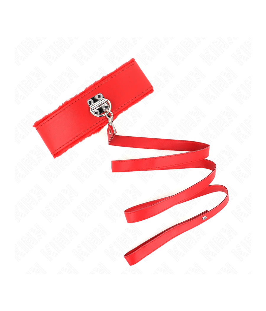 KINK - COLLAR CON CORREA 116 CM CON TACHUELAS PLATEADAS MODELO 4 ROJO AJUSTABLE 40-48 CM X 6 CM