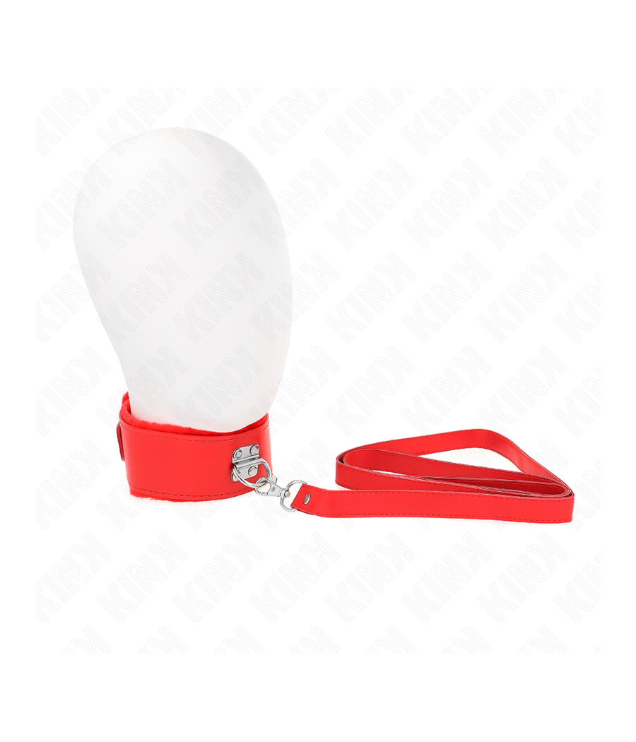 KINK - NECKLACE WITH LEASH 116 CM WITH SILVER STUDS MODEL 4 RED ADJUSTABLE 40-48 CM X 6 CM