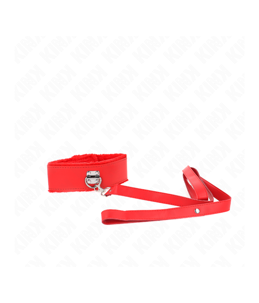 KINK - COLLAR CON CORREA 116 CM CON TACHUELAS PLATEADAS MODELO 4 ROJO AJUSTABLE 40-48 CM X 6 CM
