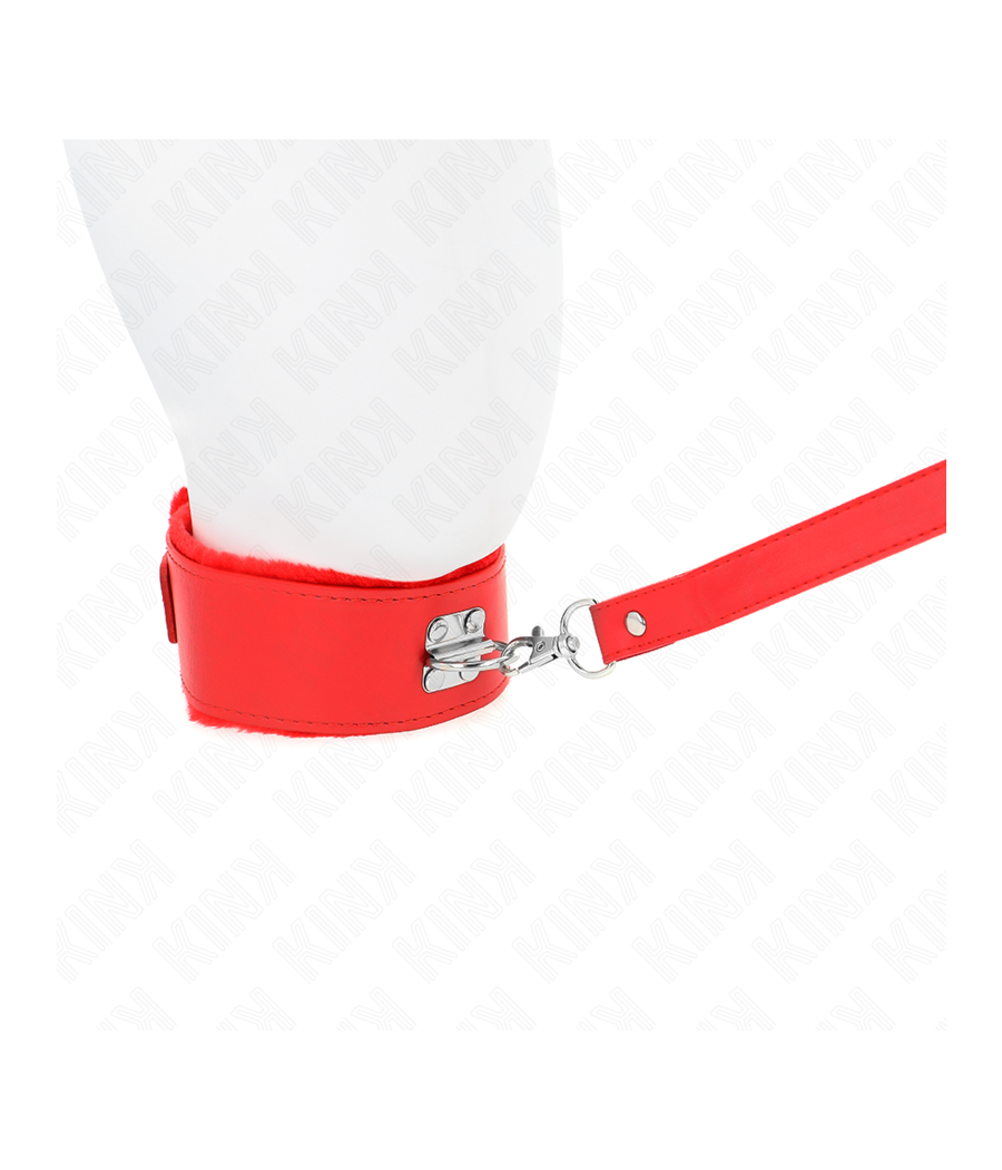 KINK - COLAR COM TRELA 116 CM COM PREGOS PRATA MODELO 4 VERMELHO AJUSTÁVEL 40-48 CM X 6 CM