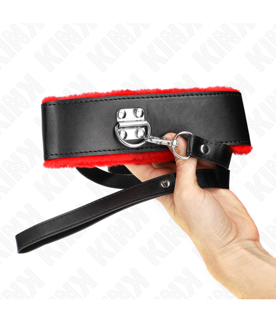 KINK - HALSKETTE MIT GÜRTEL 116 CM MIT ROTEM LEDERBAND VERSTELLBAR 40-48 CM X 6 CM
