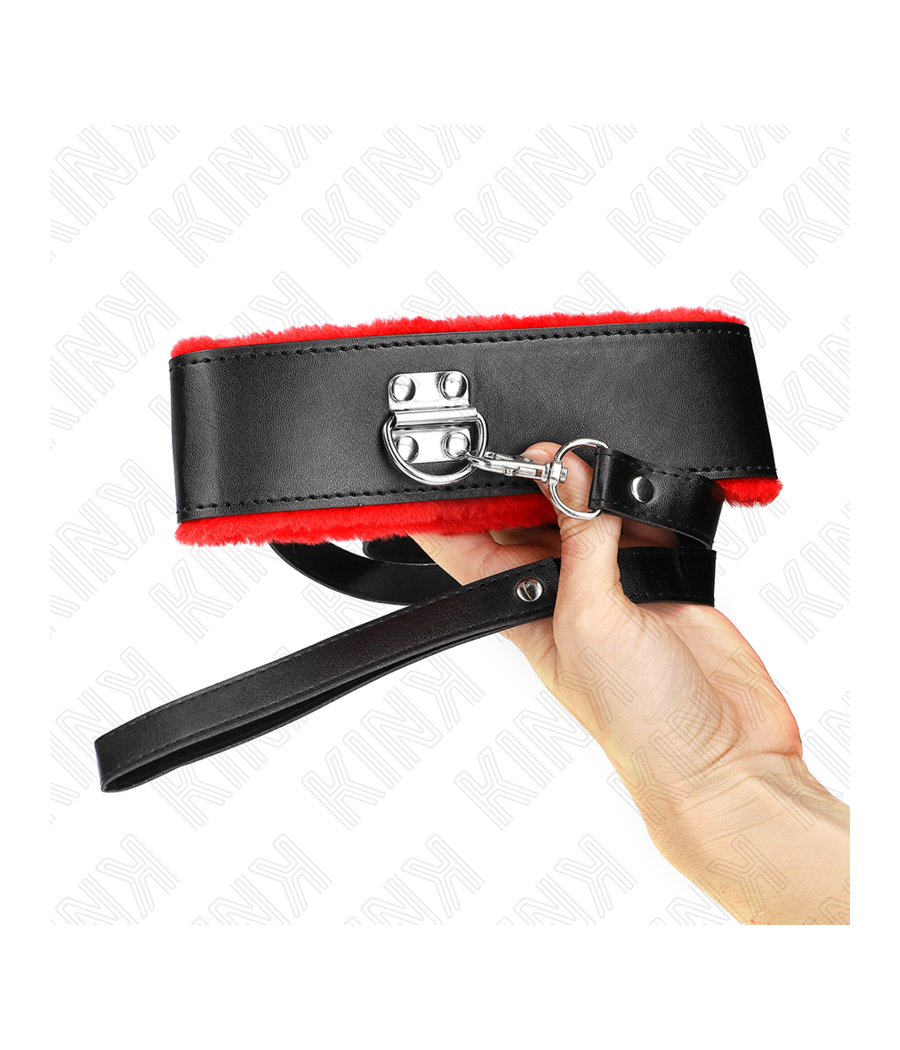 KINK - COLLIER AVEC CEINTURE 116 CM AVEC BRACELET EN CUIR ROUGE AJUSTABLE 40-48 CM X 6 CM