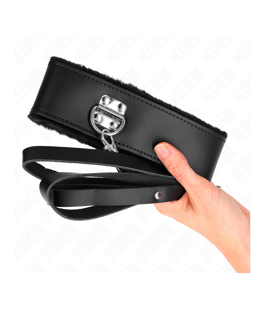 KINK - HALSKETTE MIT GÜRTEL 116 CM MIT SCHWARZEM LEDERBAND VERSTELLBAR 40-48 CM X 6 CM