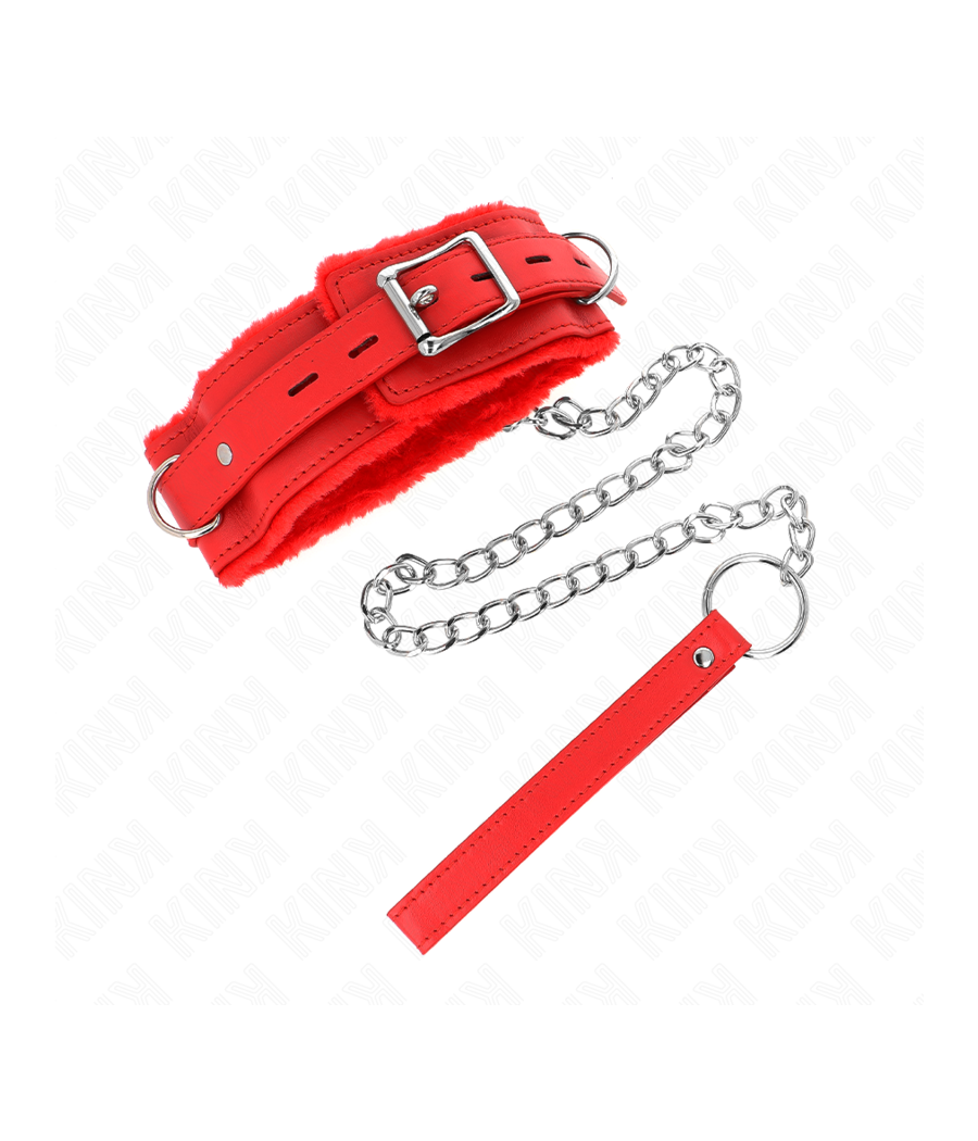 KINK - COLLAR WITH LEASH 65 CM WITH RESTRICTIONS RED 36-42 CM X 5.5 CM