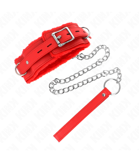 KINK - COLLARE CON GUINZAGLIO 65 CM CON RESTRIZIONI ROSSO 36-42 CM X 5,5 CM
