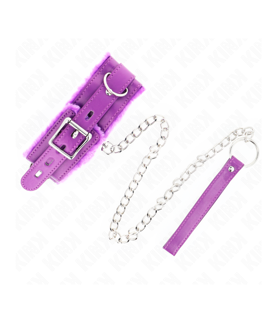 KINK - COLLARE CON GUINZAGLIO 65 CM CON RESTRIZIONI VIOLA 36-42 CM X 5,5 CM