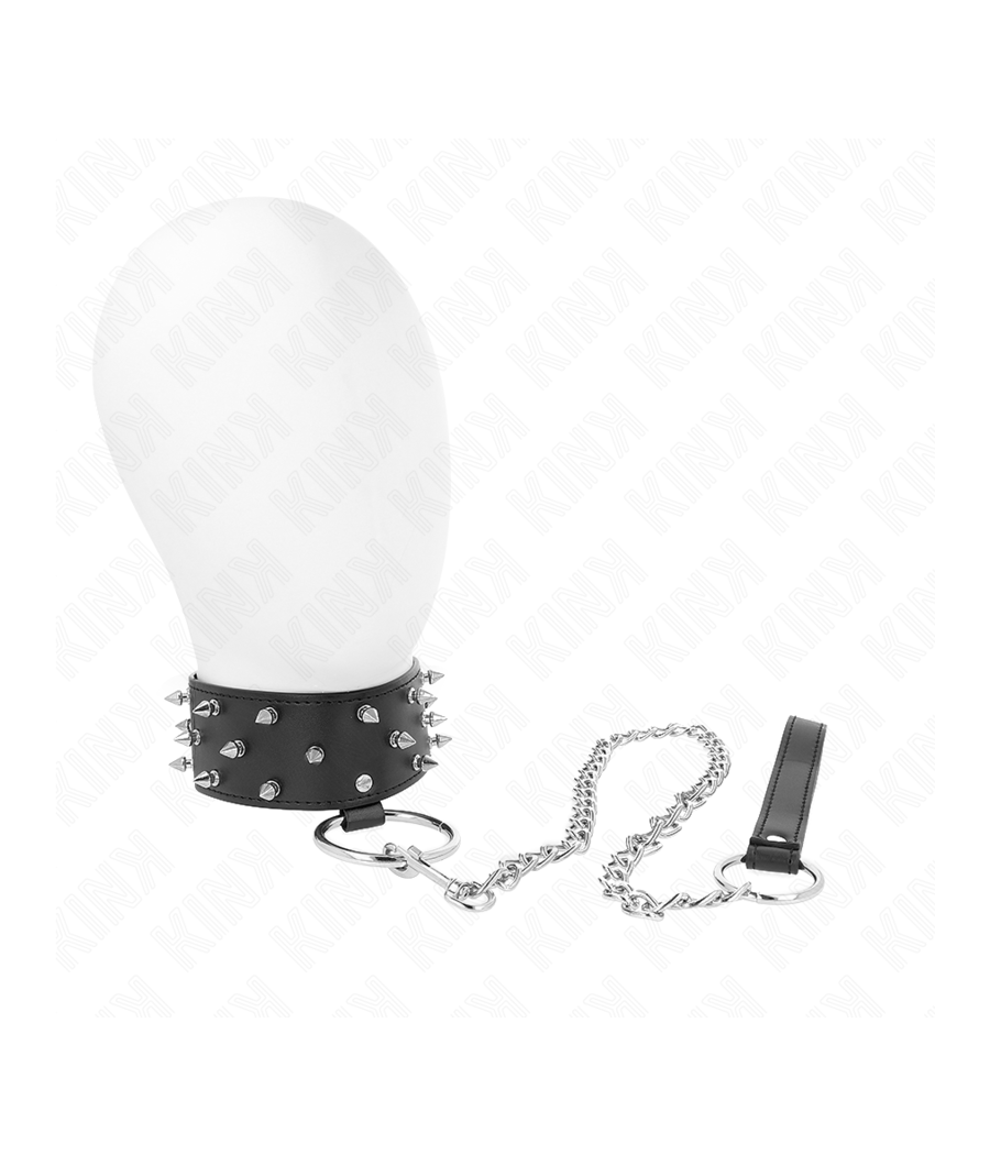 KINK - COLLIER AVEC LAISSE 65 CM AVEC CLOUS ARGENTÉS MODÈLE 5 RÉGLABLE 36-43 CM X 5 CM