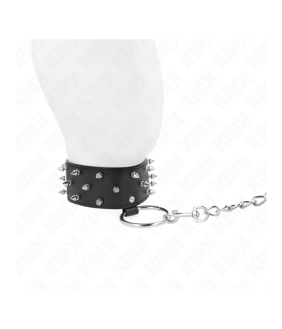 KINK - COLLANA CON GUINZAGLIO 65 CM CON BORCHIE IN ARGENTO MODELLO 5 REGOLABILE 36-43 CM X 5 CM