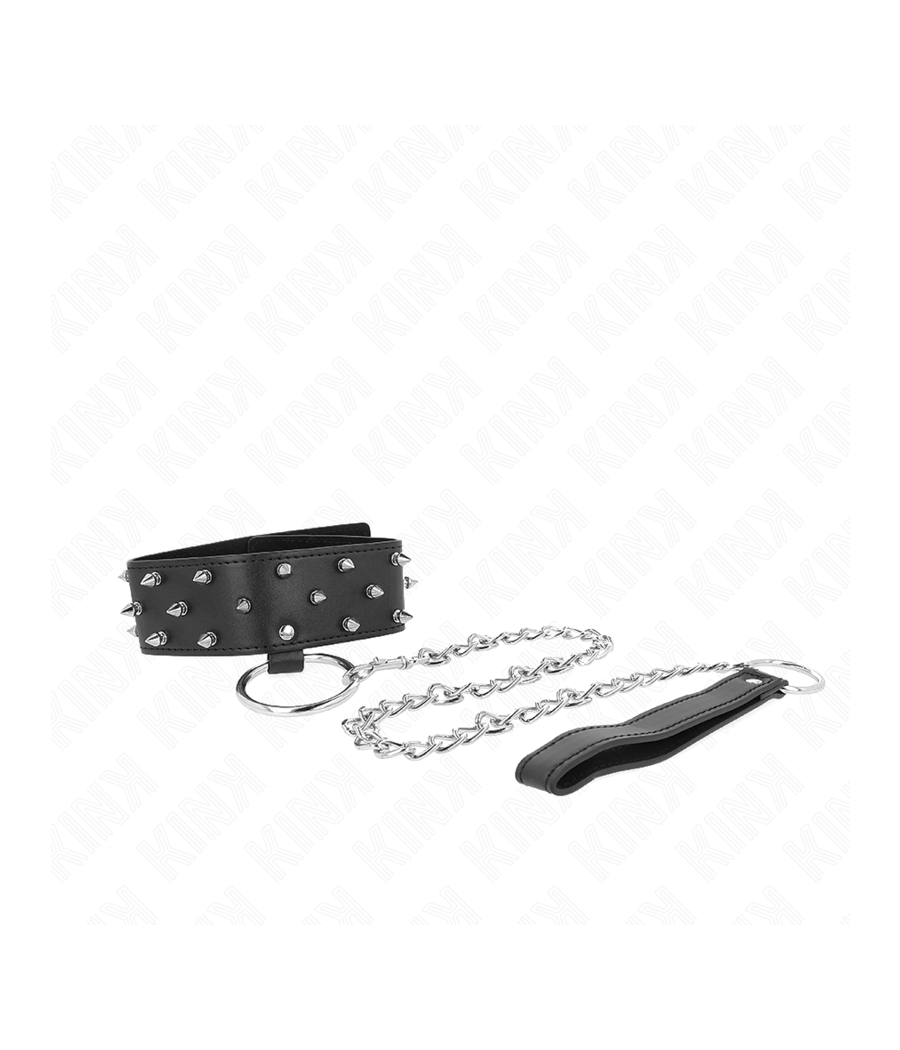 KINK - COLLAR CON CORREA 65 CM CON TACHUELAS PLATEADAS MODELO 5 AJUSTABLE 36-43 CM X 5 CM