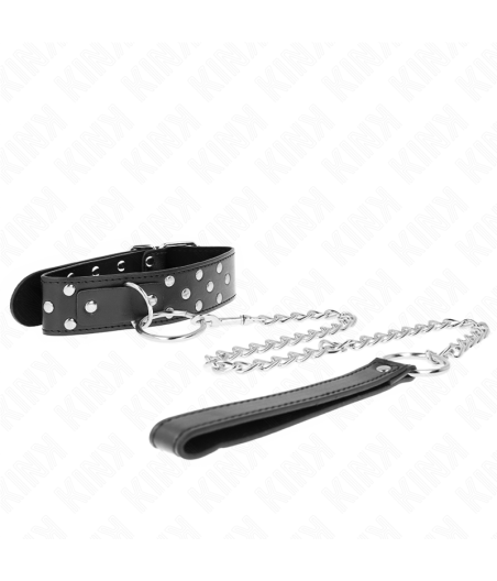 KINK - RING RIVET STRAP NECKLACE WITH BELT 65 CM BLACK ADJUSTABLE 36-50 CM X 3.8 CM