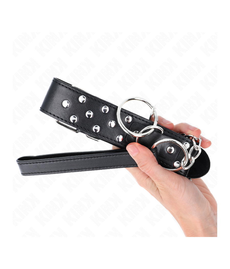KINK - RING RIVET STRAP NECKLACE WITH BELT 65 CM BLACK ADJUSTABLE 36-50 CM X 3.8 CM