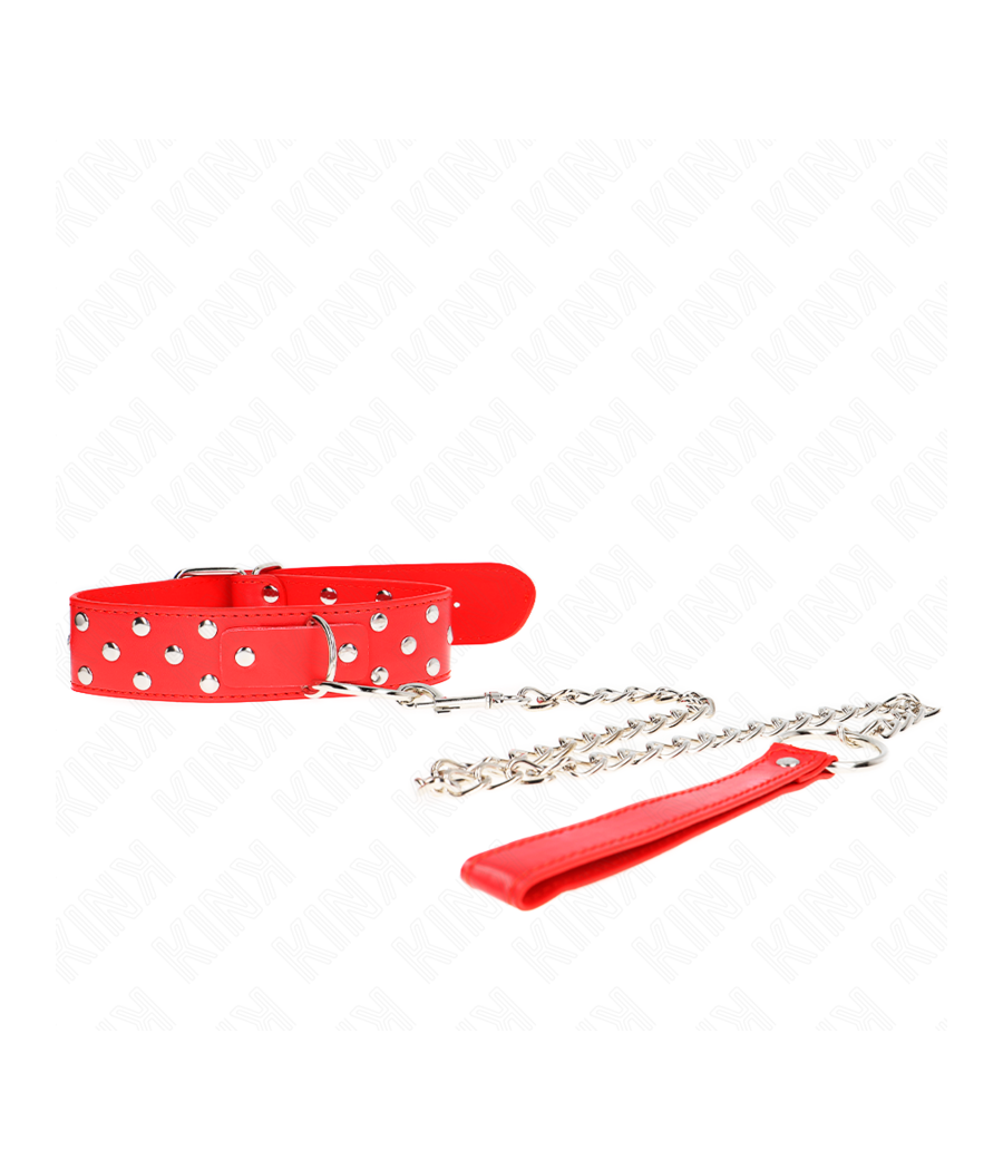 KINK - COLLANA CON CINTURINO AD ANELLO RIVETTO CON CINTURA 65 CM ROSSO REGOLABILE 36-50 CM X 3,8 CM