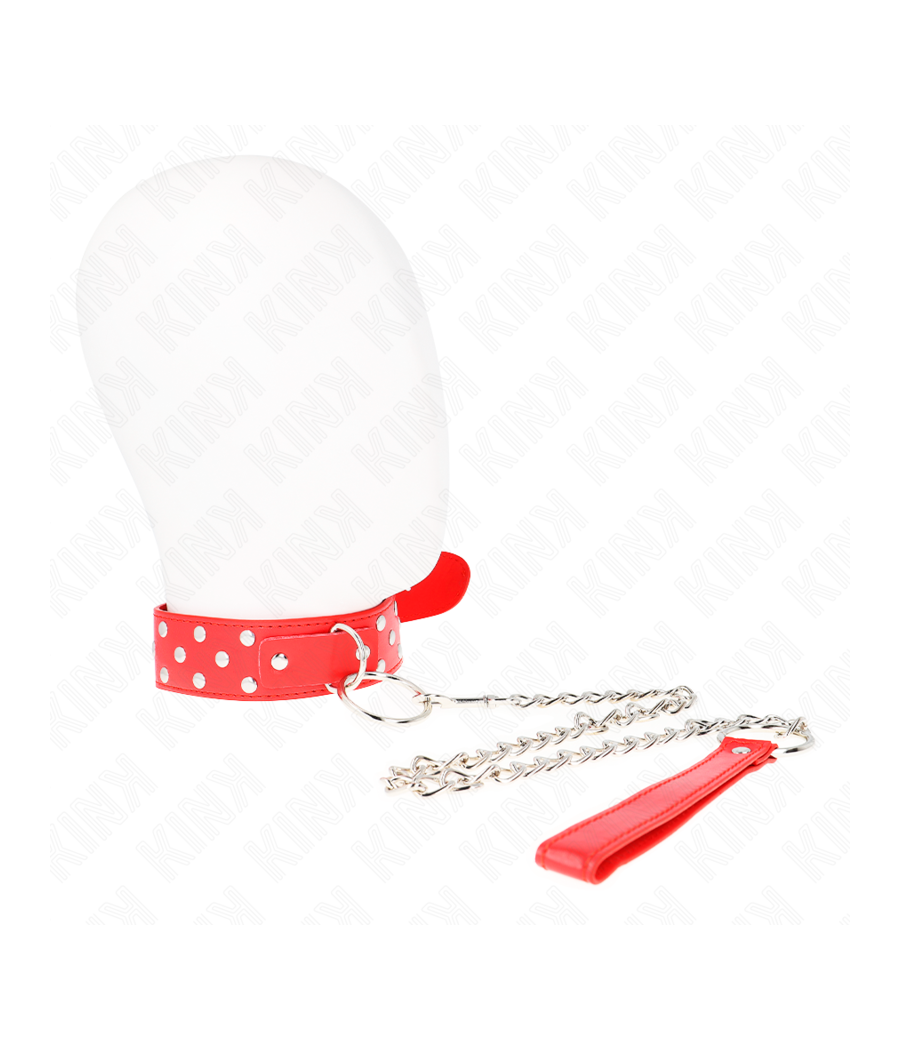 KINK - RING RIVET STRAP NECKLACE WITH BELT 65 CM RED ADJUSTABLE 36-50 CM X 3.8 CM