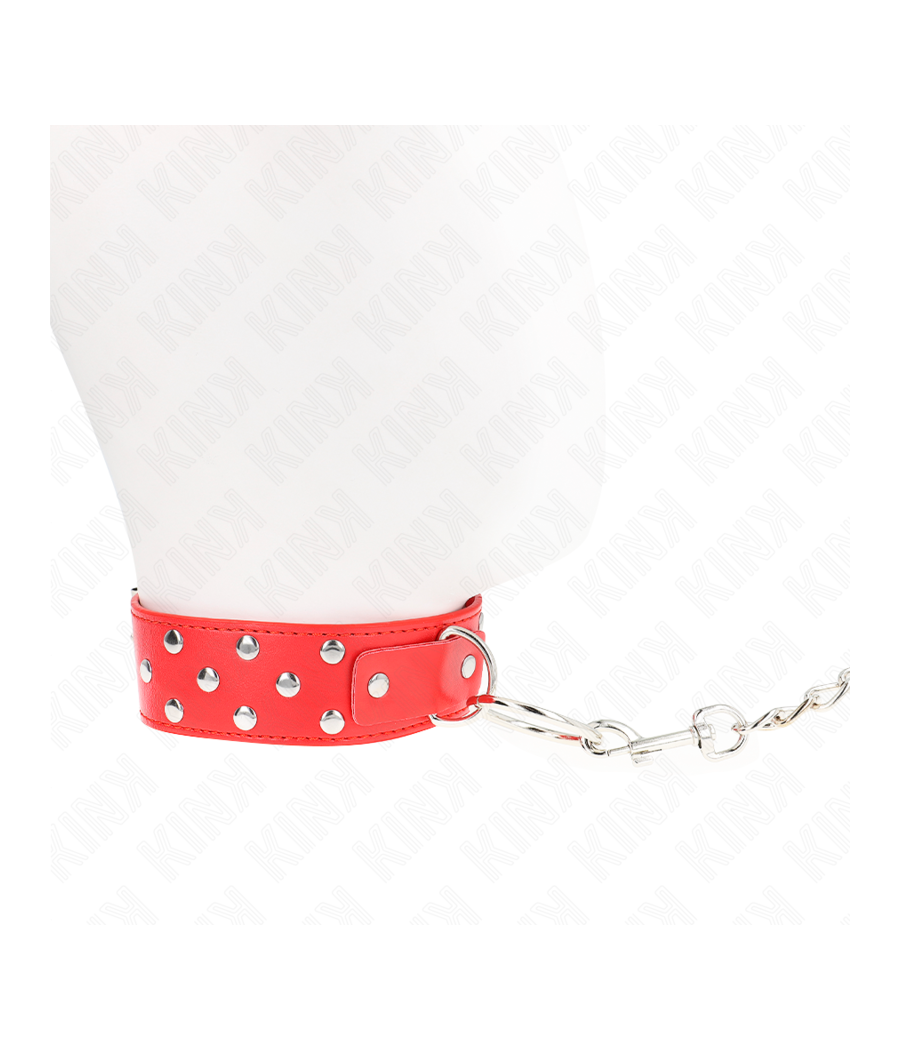 KINK - COLAR DE ALÇA DE REBITE DE ANEL COM CINTO 65 CM VERMELHO AJUSTÁVEL 36-50 CM X 3,8 CM