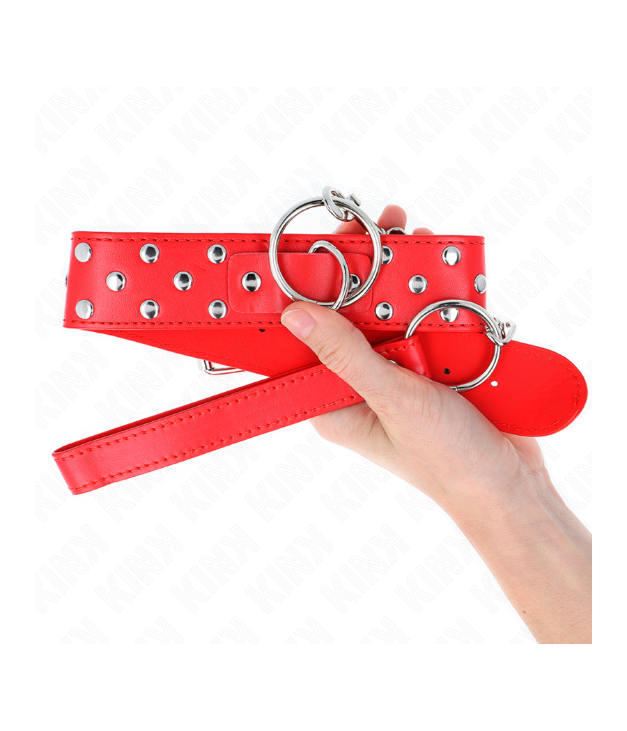KINK - COLLANA CON CINTURINO AD ANELLO RIVETTO CON CINTURA 65 CM ROSSO REGOLABILE 36-50 CM X 3,8 CM