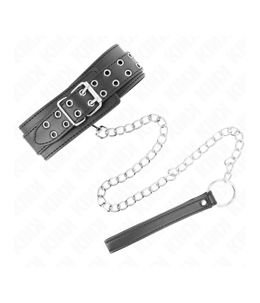 KINK - HALSKETTE MIT RIEMEN 65 CM SILBER SCHNALLEN VERSTELLBAR 33-46 CM X 5,5 CM