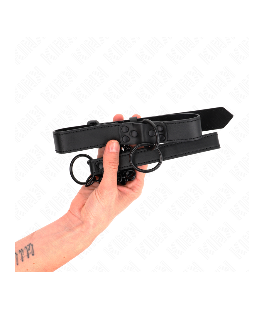 KINK - HALSBAND MIT DUNKLER LEINE 65 CM VERSTELLBAR 37-54 CM X 3 CM