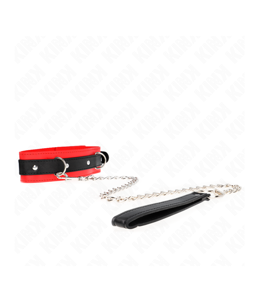 KINK - BASIC MODEL COLLAR WITH LEASH 65 CM MODEL 3 RED 53 X 5 CM