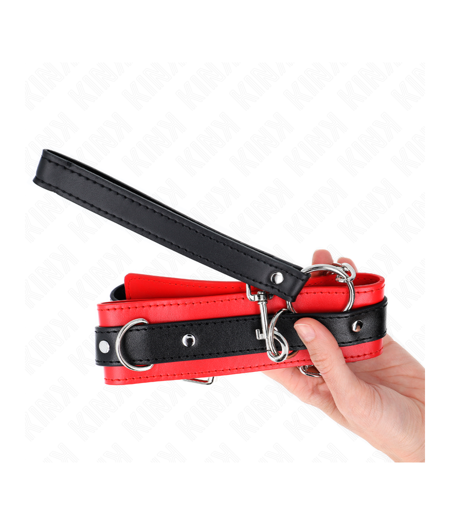KINK - COLLARE MODELLO BASE CON GUINZAGLIO 65 CM MODELLO 3 ROSSO 53 X 5 CM