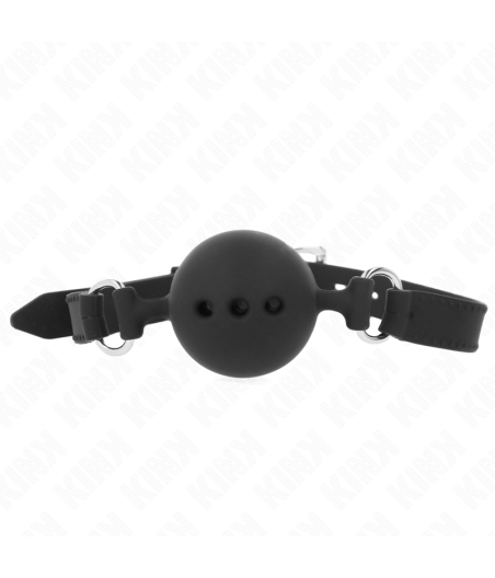 KINK - FULL SILICONE GAG 55 x 2 CM WITH 4.5 CM BALL SIZE M BLACK ADJUSTABLE 35-51 CM