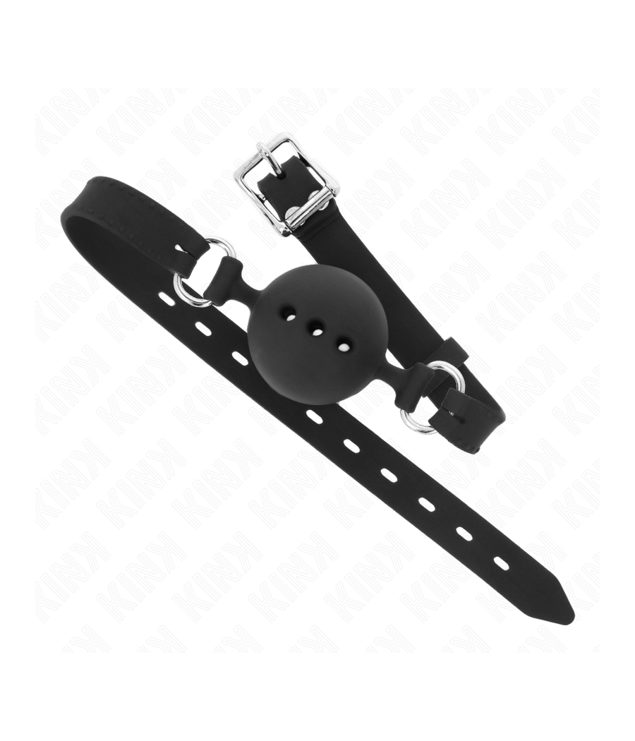 KINK - MORDAZA 55 x 2 CM DE BOLA 4.5 CM DE SILICONA COMPLETA TALLA M NEGRO AJUSTABLE 35-51 CM