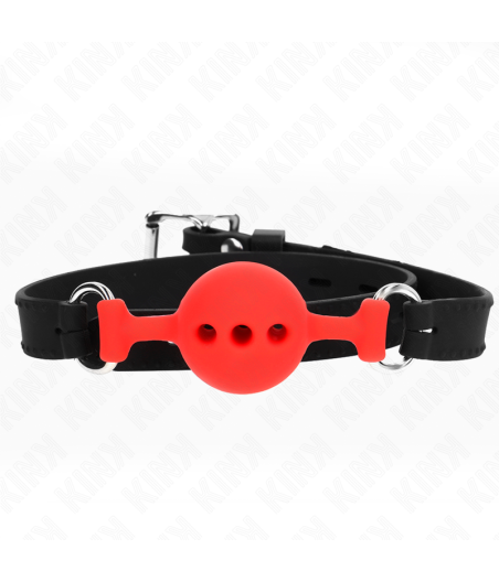 KINK - FULL SILICONE GAG 55 x 2 CM WITH 4 CM BALL SIZE S RED ADJUSTABLE 35-51 CM