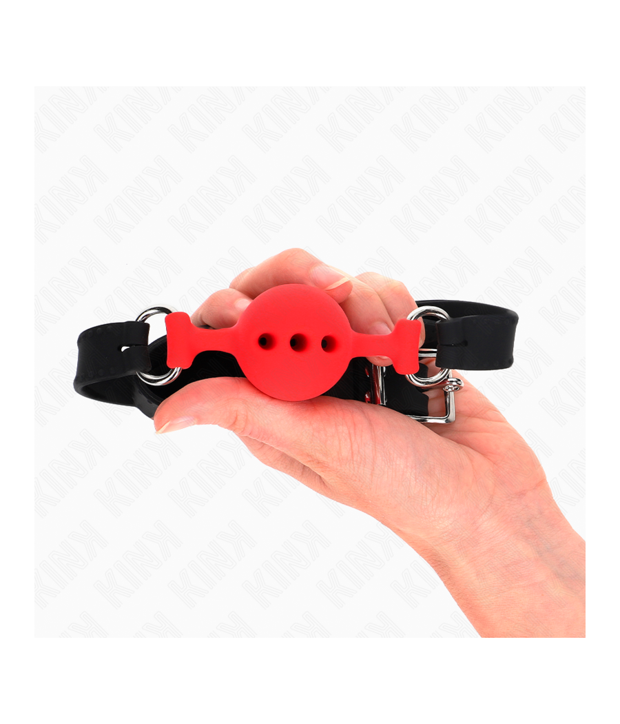 KINK - MORDAZA 55 x 2 CM DE BOLA 4 CM DE SILICONA COMPLETA TALLA S ROJO AJUSTABLE 35-51 CM