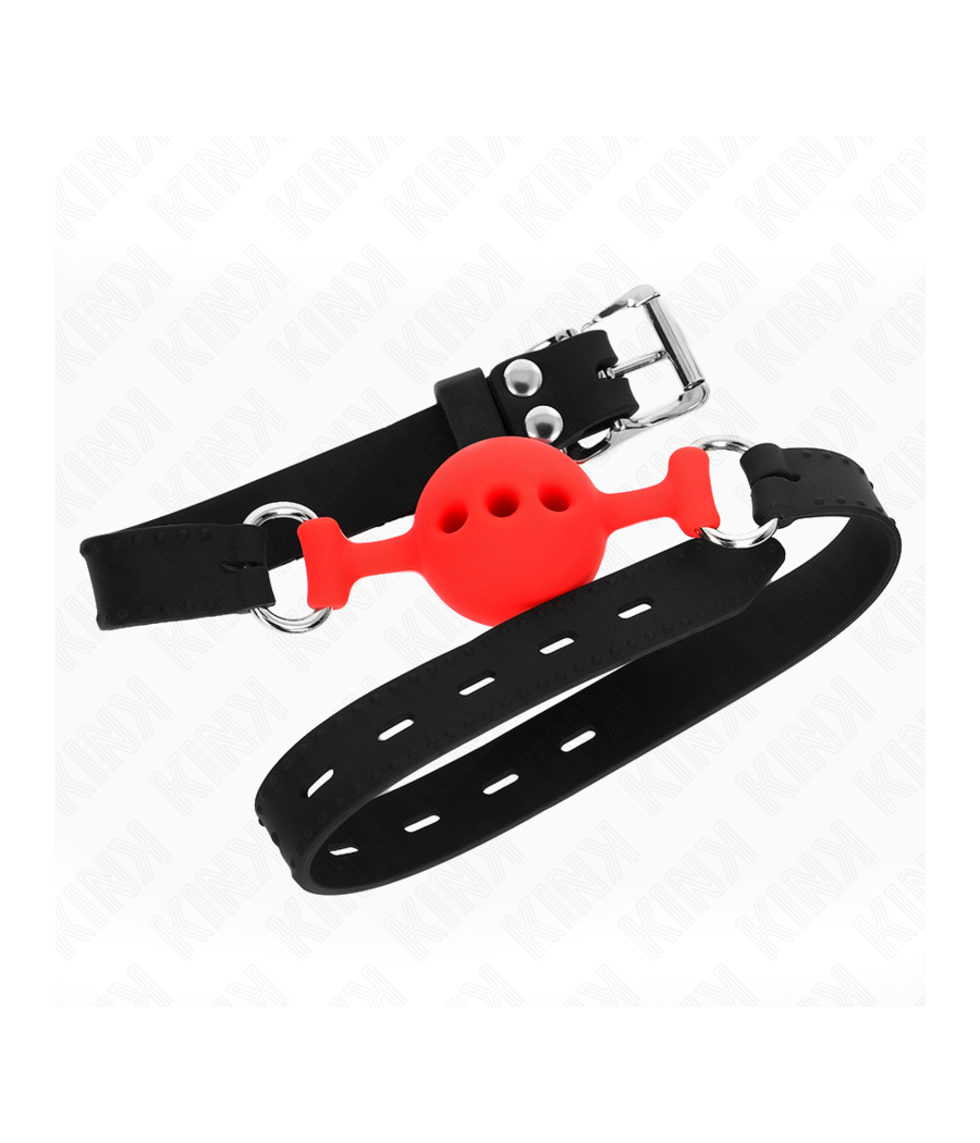 KINK - FULL SILICONE GAG 55 x 2 CM WITH 4 CM BALL SIZE S RED ADJUSTABLE 35-51 CM